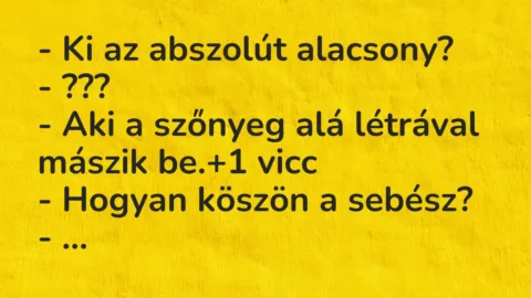 Vicc: – Ki az abszolút alacsony?

– ???

– Aki a szőnyeg alá létrával mászik…
