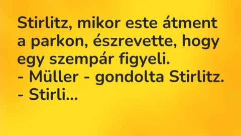 Vicc: Stirlitz, mikor este átment a parkon, észrevette, hogy egy szempár…