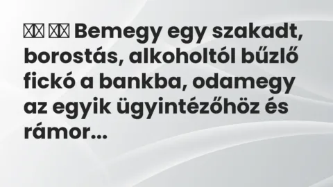 Viccek: 
		  
		  Bemegy egy szakadt, borostás, alkoholtól bűzlő fickó a…