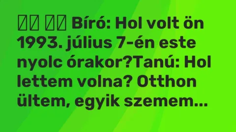 Viccek: 
		  
		  Bíró: Hol volt ön 1993. július 7-én este nyolc…