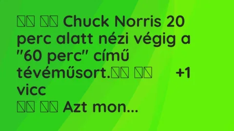 Viccek: 
		  
		  Chuck Norris 20 perc alatt nézi végig a „60 perc” című…