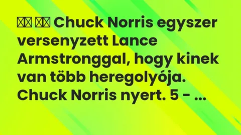 Viccek: 
		  
		  Chuck Norris egyszer versenyzett Lance Armstronggal, hogy…
