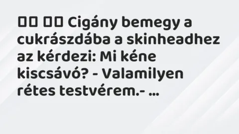 Viccek: 
		  
		  Cigány bemegy a cukrászdába a skinheadhez az kérdezi: Mi…