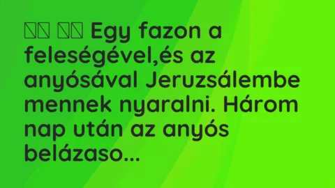 Viccek: 
		  
		  Egy fazon a feleségével,és az anyósával Jeruzsálembe mennek…