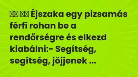 Viccek: 
		  
		  Éjszaka egy pizsamás férfi rohan be a rendőrségre és elkezd…