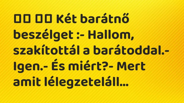 Viccek: Két barátnő beszélget :- Hallom, szakítottál a…