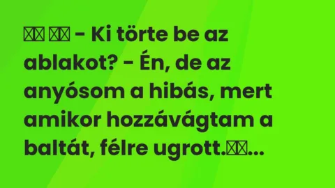 Viccek: 
		  
		  – Ki törte be az ablakot? – Én, de az anyósom a hibás, mert…