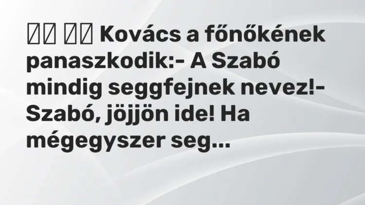 Viccek: Kovács a főnőkének panaszkodik:- A Szabó mindig…