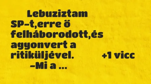 Viccek: 
		  
		  Lebuziztam SP-t,erre ő felháborodott,és agyonvert a…