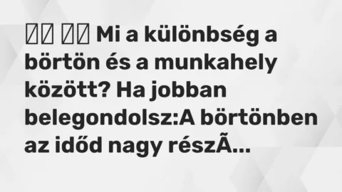 Viccek: 
		  
		  Mi a különbség a börtön és a munkahely között? Ha jobban…