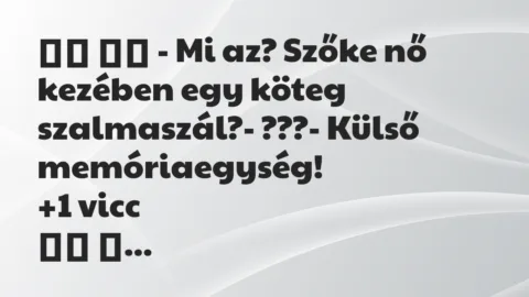 Viccek: 
		  
		  – Mi az? Szőke nő kezében egy köteg szalmaszál?- ???
