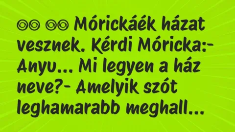 Viccek: 
		  
		  Mórickáék házat vesznek. Kérdi Móricka:- Anyu… Mi…