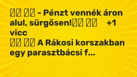 Viccek: 
		  
		  – Pénzt vennék áron alul, sürgősen!		 …