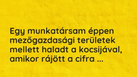 Vicces történet: 
	    	    


Egy munkatársam éppen mezőgazdasági területek…