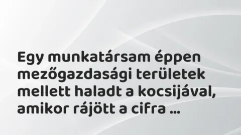 Vicces történet: 
	    	    


Egy munkatársam éppen mezőgazdasági területek…