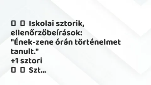 Vicces történet: 
	    	    Iskolai sztorik, ellenőrzőbeírások:


„Ének-zene órán…