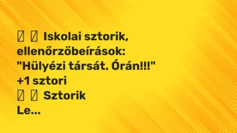 Vicces történet: 
	    	    Iskolai sztorik, ellenőrzőbeírások:


„Hülyézi társát….
