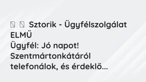 Vicces történet: 
	    	    Sztorik – Ügyfélszolgálat ELMŰ


Ügyfél: Jó napot!…