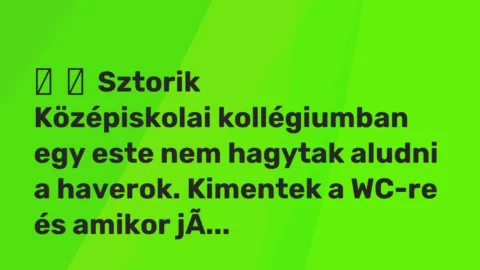 Vicces történet: 
	    	    Sztorik


Középiskolai kollégiumban egy este nem hagytak aludni …