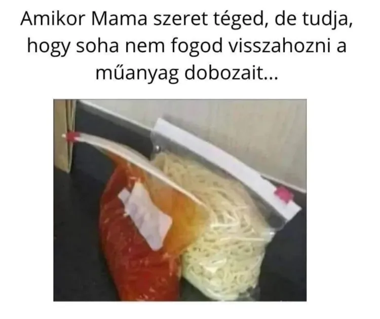 Amikor Mama szeret téged, de tudja, hogy soha nem fogod visszahozni a műanyag dobozait Amikor Mama szeret téged, de tudja, hogy soha nem fogod visszahozni a műanyag dobozait