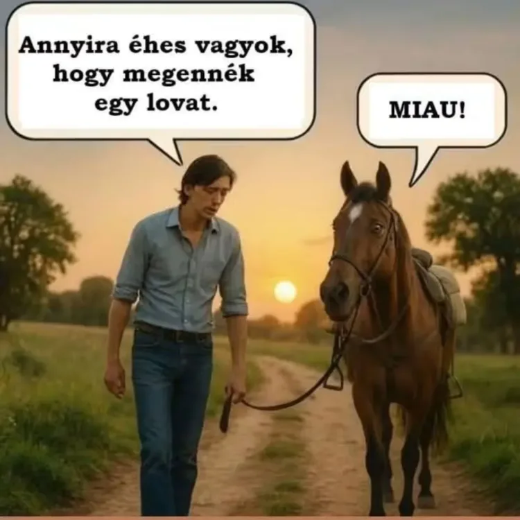 Annyira éhes vagyok, hogy megennék egy lovat Annyira éhes vagyok, hogy megennék egy lovat