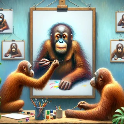 Hihetetlen, de igaz: így tanult meg egy orangután rajzolni saját magáról