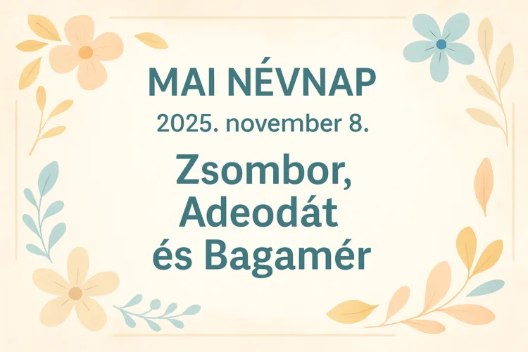 Mai névnap – 2025. november 8. Zsombor, Adeodát és Bagamér Mai névnap – 2025. november 8.: Zsombor, Adeodát és Bagamér