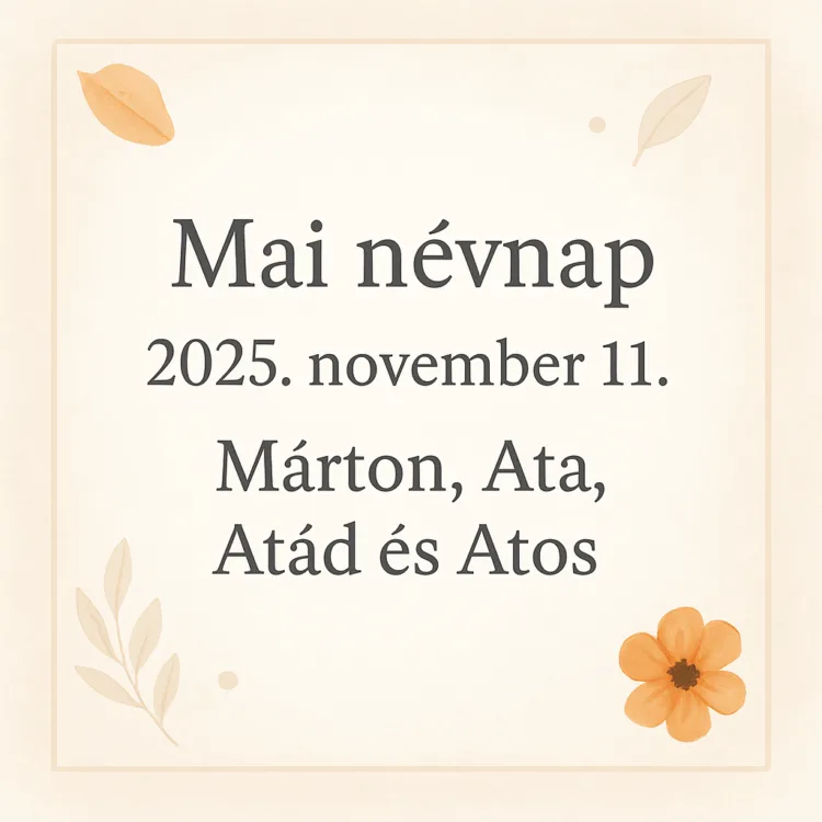 Mai névnap – november 11. Márton, Ata, Atád és Atos Mai névnap – november 11.: Márton, Ata, Atád és Atos