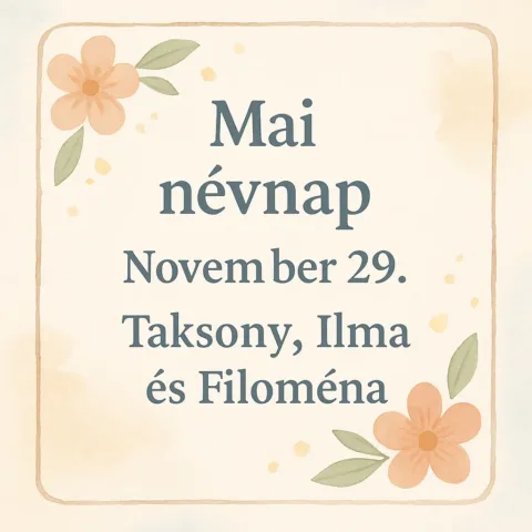 Mai névnap – november 29.: Taksony, Ilma és Filoména