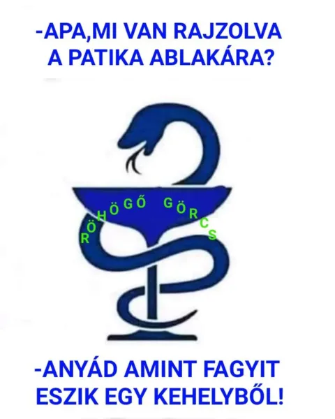 Apa, mi van rajzolva a patika ablakára?