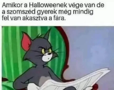 Amikor a Halloweenek vége van de a szomszéd gyerek még mindig fel van akasztva a fára