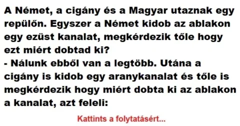 Vicc: A Német, a cigány és a Magyar utaznak egy repülőn