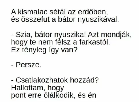 Vicc: A kismalac sétál az erdőben, és összefut a bátor nyuszikával –