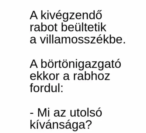 Vicc: A kivégzendő rabot beültetik a villamosszékbe –
