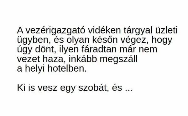 Vicc: A vezérigazgató megszáll egy kis vidéki szállodában - TUDNOD... Vicc: A vezérigazgató megszáll egy kis vidéki szállodában – TUDNOD…