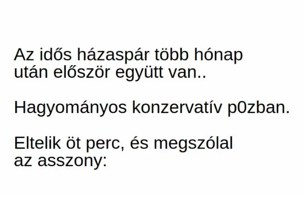 Vicc: Az idős házaspár több hónap után először - Vicc: Az idős házaspár több hónap után először –