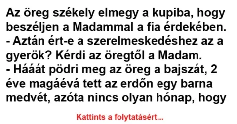 Vicc: Az öreg székely elmegy a kupiba