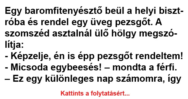 Vicc: Egy baromfitenyésztő beül a helyi bisztróba Vicc: Egy baromfitenyésztő beül a helyi bisztróba