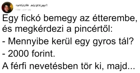 Vicc: Egy fickó bemegy az étterembe