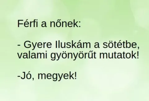 Vicc: Gyere Iluskám a sötétbe, valami gyönyörűt mutatok! –