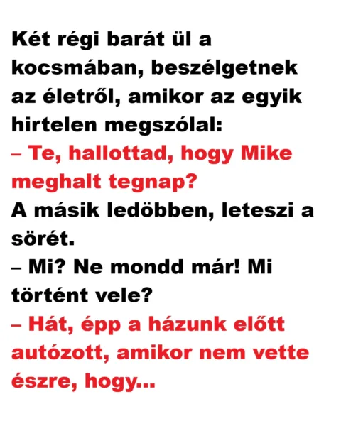 Vicc: Két régi barát ül a kocsmában Vicc: Két régi barát ül a kocsmában