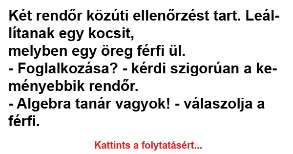 Vicc: Két rendőr közúti ellenőrzést tart Vicc: Két rendőr közúti ellenőrzést tart