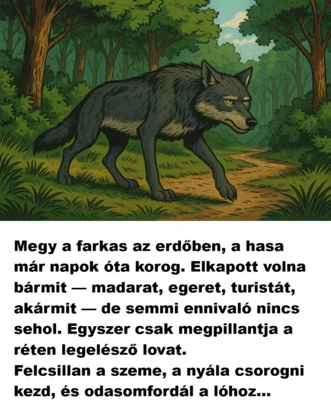 Vicc: Megy a farkas az erdőben, a hasa már napok Vicc: Megy a farkas az erdőben, a hasa már napok óta korog