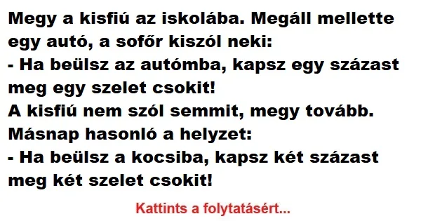 Vicc: Megy a kisfiú az iskolába Vicc: Megy a kisfiú az iskolába