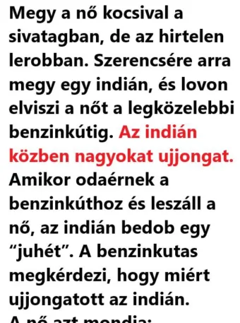 Vicc: Megy a nő kocsival a sivatagban, de az hirtelen lerobban