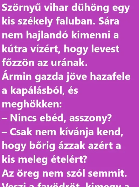 Vicc: Szörnyű vihar dühöng egy kis székely faluban