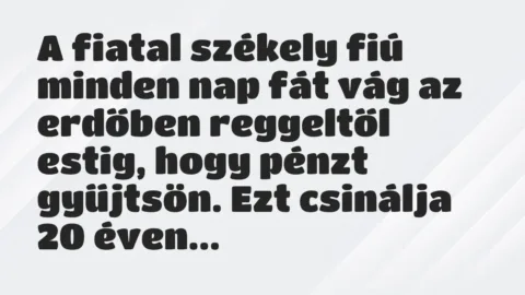 Vicc: A fiatal székely fiú minden nap fát vág az erdőben reggeltől estig,…