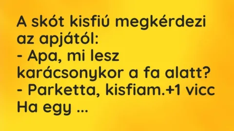 Vicc: A skót kisfiú megkérdezi az apjától:

– Apa, mi lesz karácsonykor…