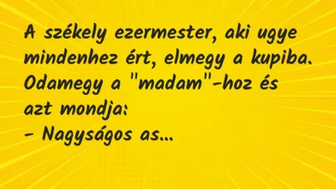 Vicc: A székely ezermester, aki ugye mindenhez ért, elmegy a… Vicc: A székely ezermester, aki ugye mindenhez ért, elmegy a…
