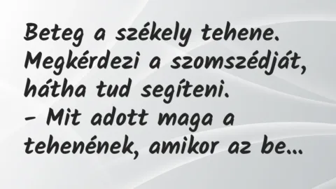 Vicc: Beteg a székely tehene. Megkérdezi a szomszédját, hátha tud…
